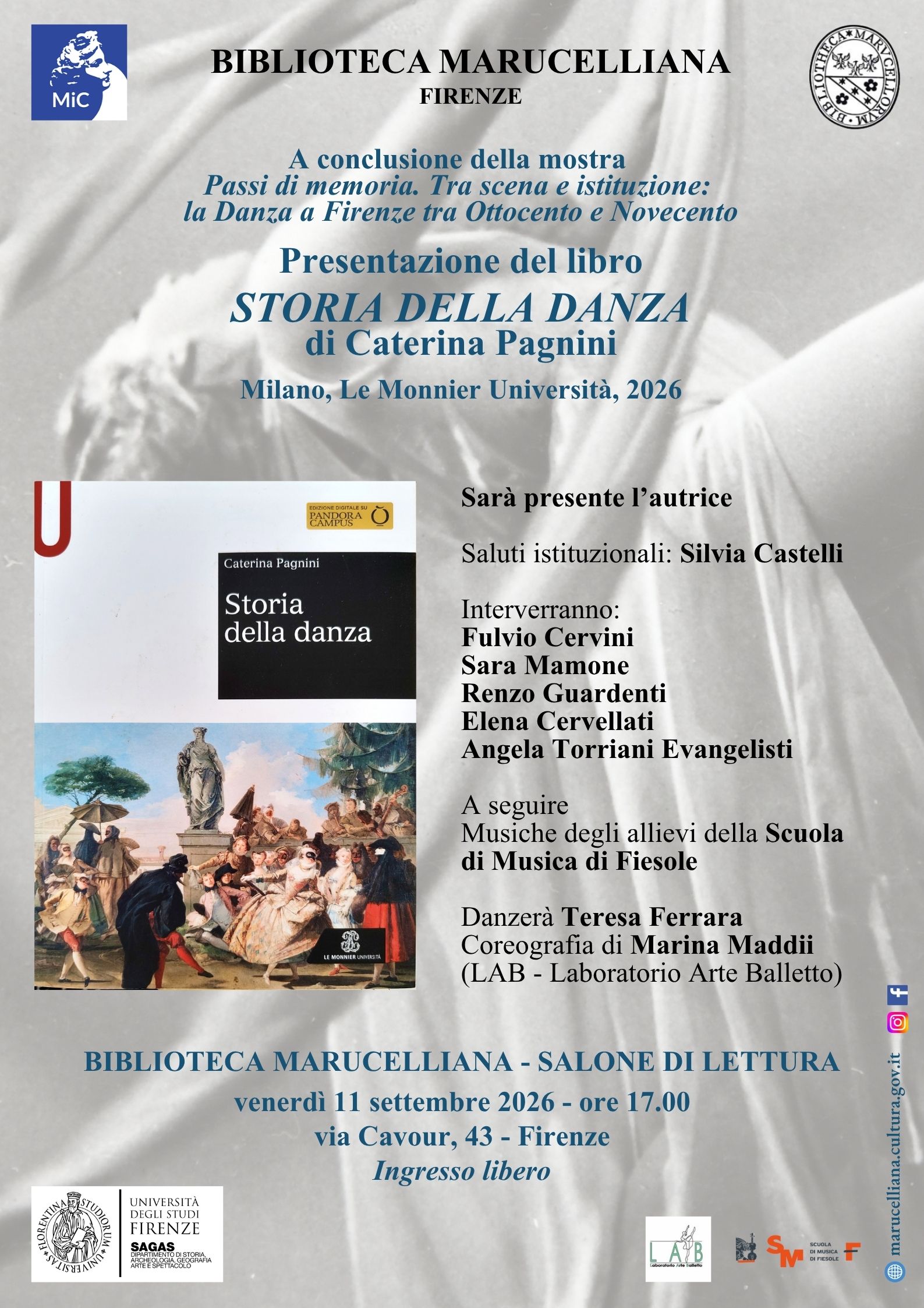 Presentazione del libro STORIA DELLA DANZA di Caterina Pagnini